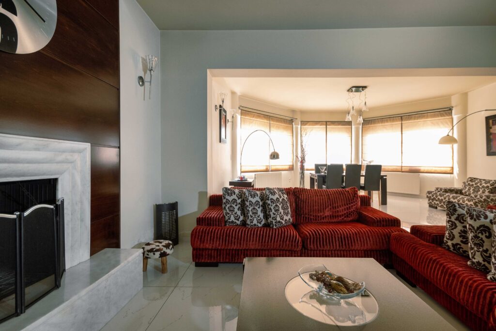 Stylish and cozy living room at Mira Villa, designed for comfort and relaxation.